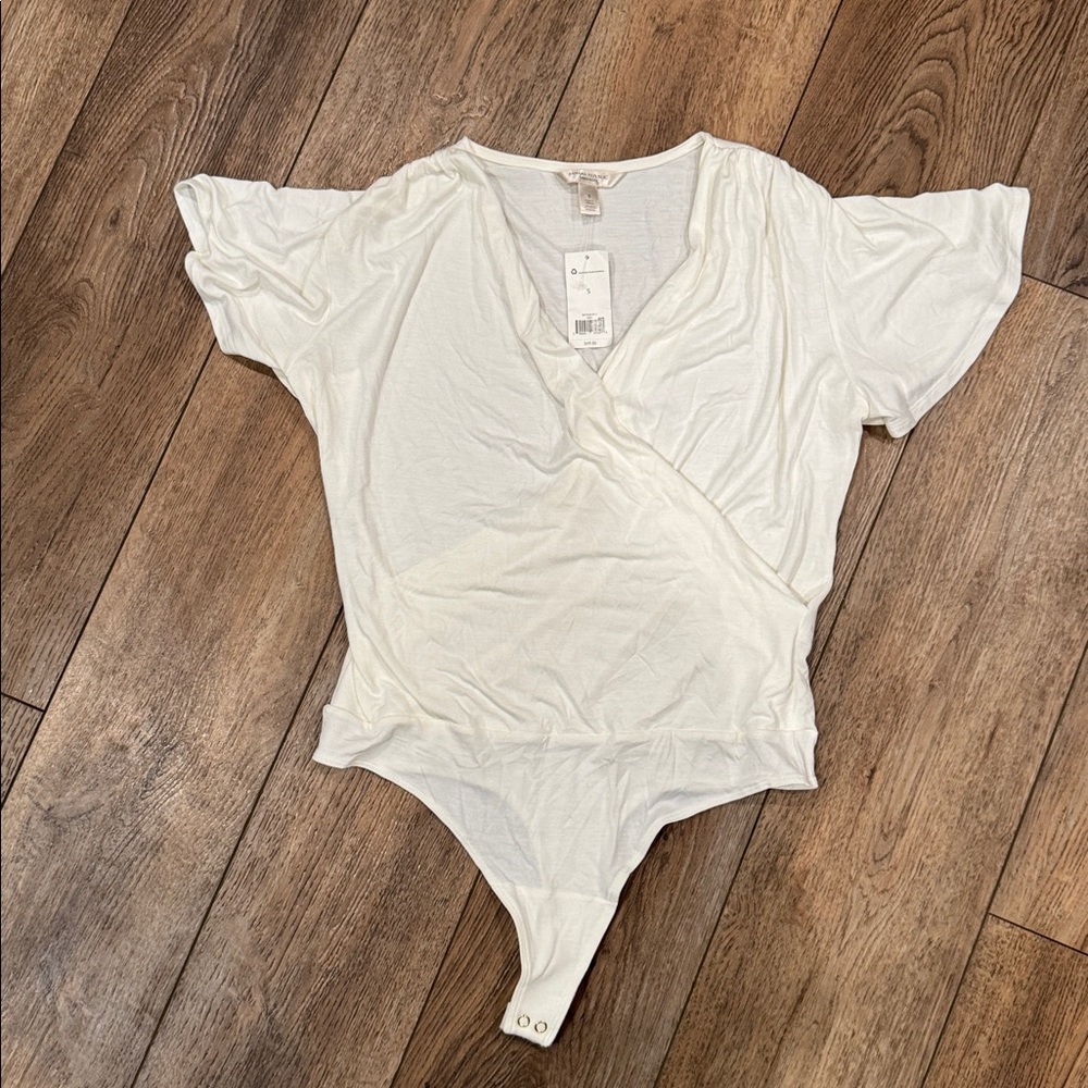 Banana Republic Creamy White Wrap Bodysuit